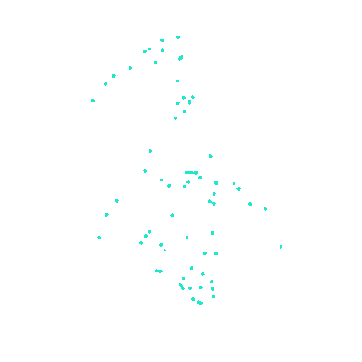 Bird's-eye radar point cloud, Ground Detection off: sparse, unstructured returns