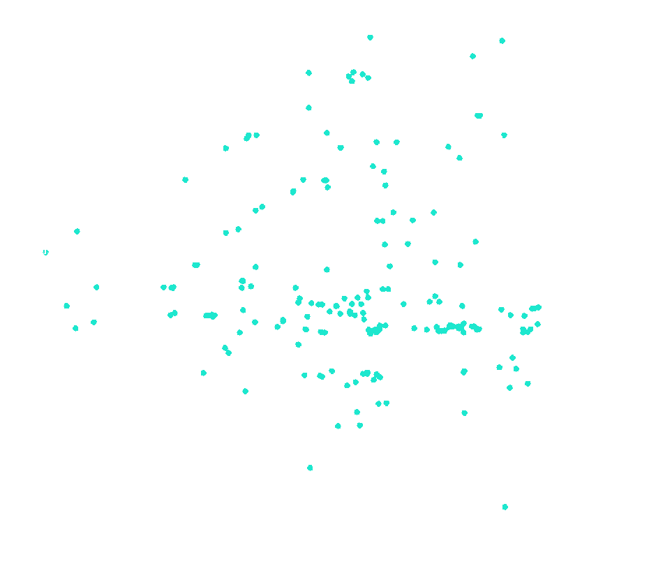 Side-elevation radar point cloud, Ground Detection off: scattered returns, no clear ground
